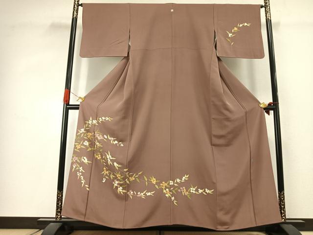 平和屋着物●本加賀友禅作家　押田正義　訪問着　草花文　正絹　逸品　AABJ4333fy