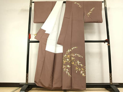 平和屋着物●本加賀友禅作家　押田正義　訪問着　草花文　正絹　逸品　AABJ4333fy