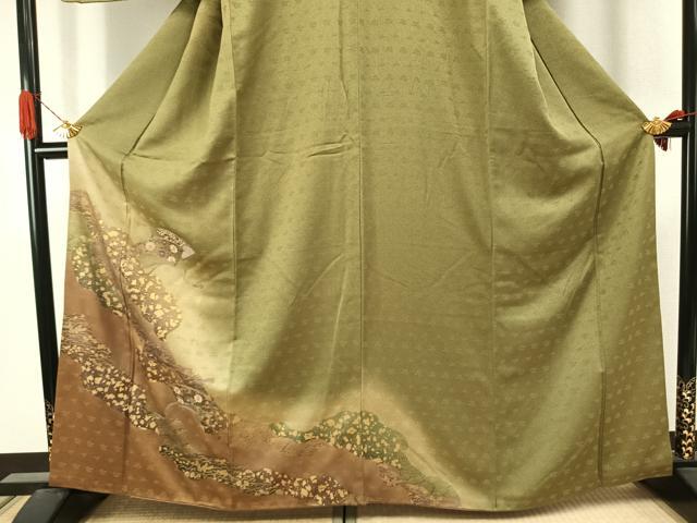 平和屋着物●訪問着　中国三大刺繍　汕頭刺繍　スワトウ刺繍　道長地紙花文　暈し染め　金彩　正絹　逸品　AABJ4334fy