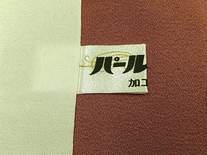 平和屋着物●上質な色無地　草花地紋　真赭色　正絹　逸品　AABJ4335fy