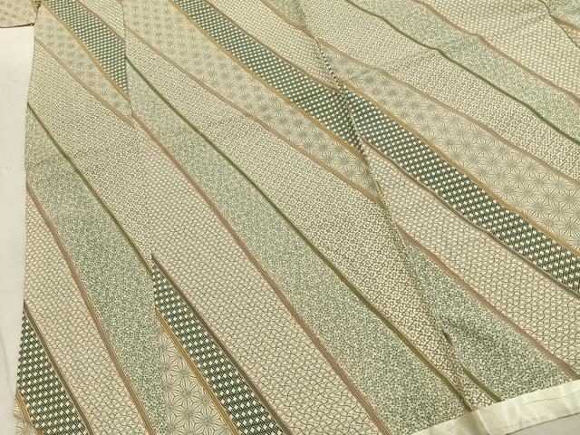 平和屋着物●上質な小紋　作家物　斜縞　仮絵羽　正絹　逸品　未使用　AABJ4336fy