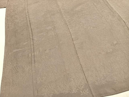 平和屋着物●上質な色無地　風景花地紋　生壁色　正絹　逸品　未使用　AABJ4339fy