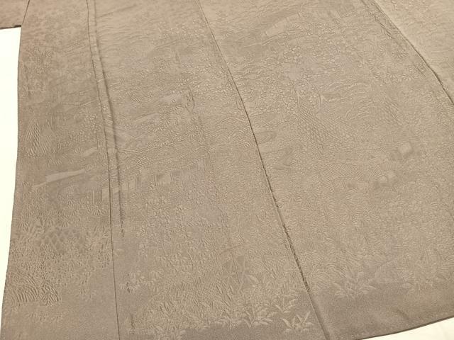 平和屋着物●上質な色無地　風景花地紋　生壁色　正絹　逸品　未使用　AABJ4339fy