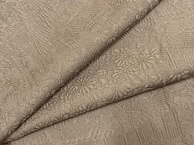 平和屋着物●上質な色無地　風景花地紋　生壁色　正絹　逸品　未使用　AABJ4339fy