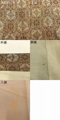 平和屋着物▼アンティーク　大正ロマン　本場大島紬　割り込み絣　吉祥花文　正絹　逸品　AABJ4341fy