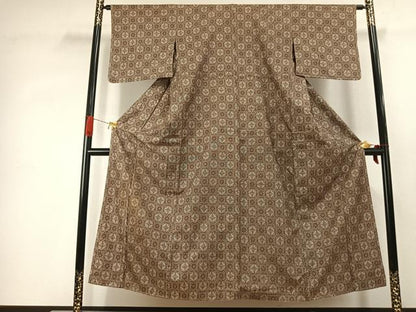平和屋着物▼アンティーク　大正ロマン　本場大島紬　割り込み絣　吉祥花文　正絹　逸品　AABJ4341fy