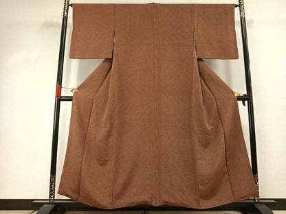 平和屋着物●上質な小紋　切嵌花文　鬼しぼ縮緬　正絹　逸品　未使用　AABJ4342fy