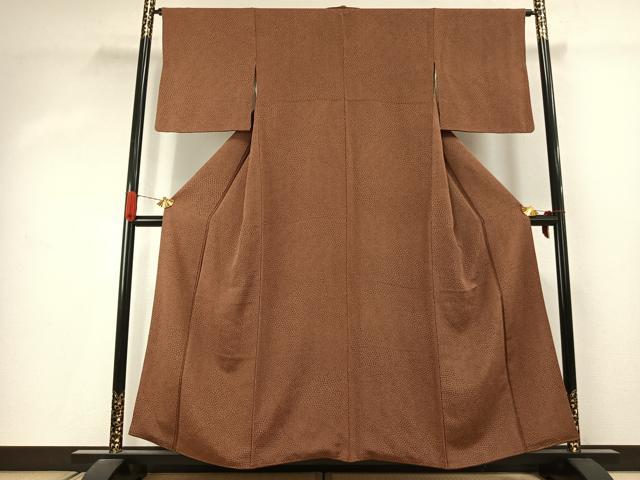 平和屋着物●上質な小紋　切嵌花文　鬼しぼ縮緬　正絹　逸品　未使用　AABJ4342fy