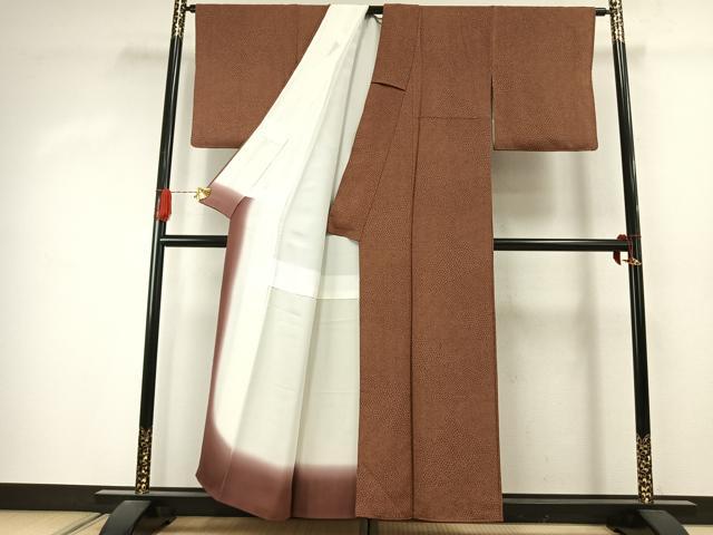 平和屋着物●上質な小紋　切嵌花文　鬼しぼ縮緬　正絹　逸品　未使用　AABJ4342fy