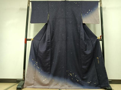 平和屋着物●訪問着　丸文　暈し染め　金彩　銀通し地　正絹　逸品　AABJ4345fy