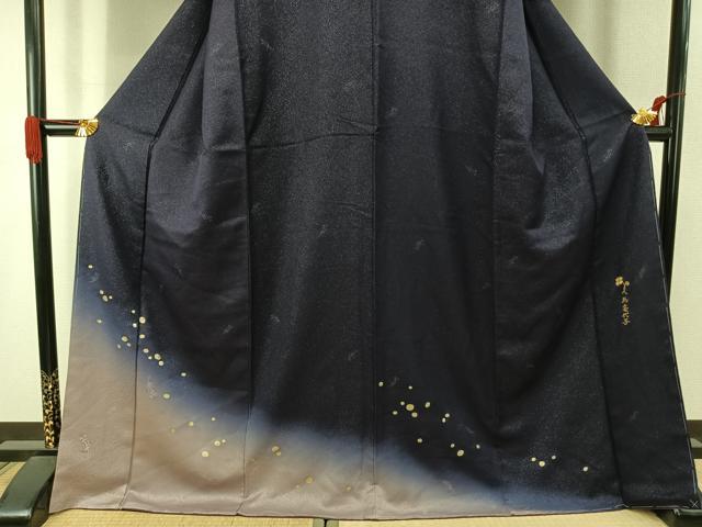 平和屋着物●訪問着　丸文　暈し染め　金彩　銀通し地　正絹　逸品　AABJ4345fy