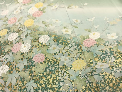 平和屋着物●訪問着　友禅　作家物　枝花文　暈し染め　金彩　正絹　逸品　AABJ4346fy
