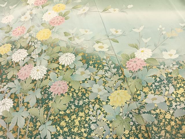 平和屋着物●訪問着　友禅　作家物　枝花文　暈し染め　金彩　正絹　逸品　AABJ4346fy
