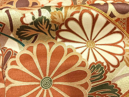 平和屋着物●豪華振袖　扇面花文　暈し染め　金糸　金彩　仮絵羽　逸品　未使用　AABJ4347fy