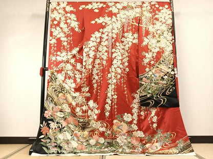平和屋着物●豪華振袖　花鳥文　金彩　仮絵羽　逸品　未使用　AABJ4348fy