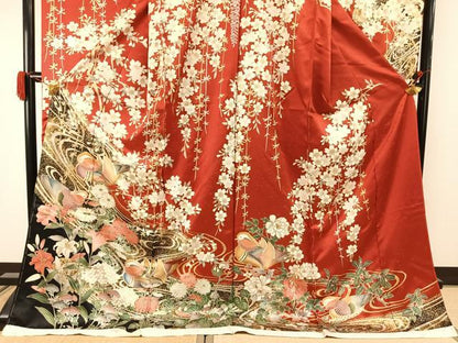 平和屋着物●豪華振袖　花鳥文　金彩　仮絵羽　逸品　未使用　AABJ4348fy
