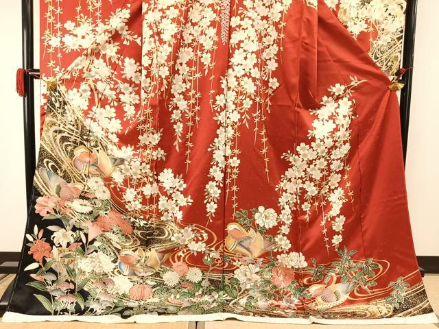 平和屋着物●豪華振袖　花鳥文　金彩　仮絵羽　逸品　未使用　AABJ4348fy