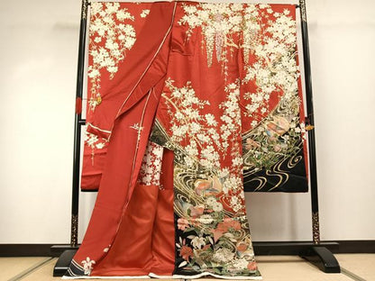 平和屋着物●豪華振袖　花鳥文　金彩　仮絵羽　逸品　未使用　AABJ4348fy