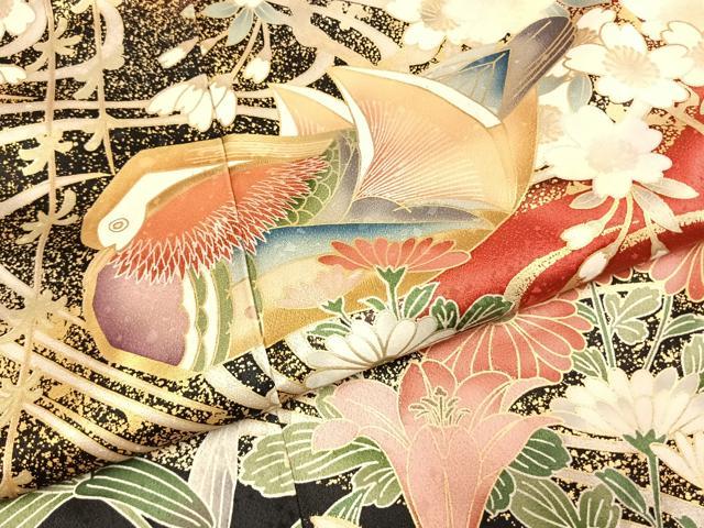 平和屋着物●豪華振袖　花鳥文　金彩　仮絵羽　逸品　未使用　AABJ4348fy