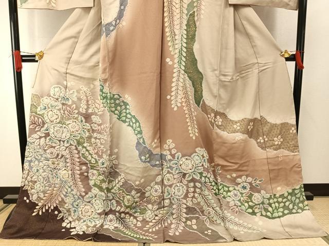 平和屋着物●越後十日町の一流染匠 桐屋・翠山工房 訪問着 辻が花 絞り 暈し染め 金彩 金通し地 仮絵羽 正絹 逸品 未使用 AABJ4350fy