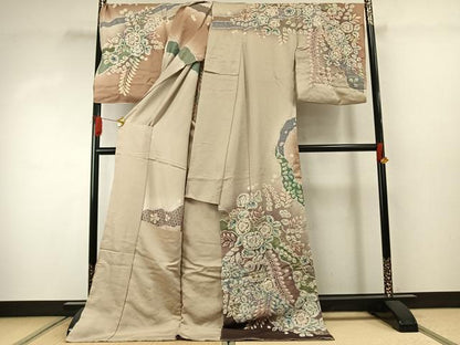 平和屋着物●越後十日町の一流染匠 桐屋・翠山工房 訪問着 辻が花 絞り 暈し染め 金彩 金通し地 仮絵羽 正絹 逸品 未使用 AABJ4350fy