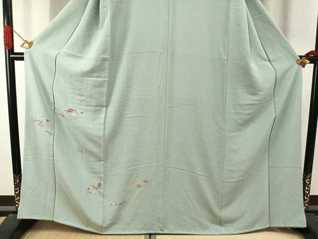 平和屋着物●豪華色留袖　総刺繍　草花文　金糸　正絹　逸品　AABJ4352fy