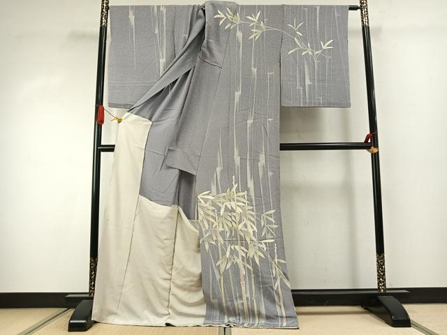 平和屋着物●京友禅作家　平田喜州　訪問着　笹竹文様　仮絵羽　正絹　逸品　未使用　AABJ4355fy