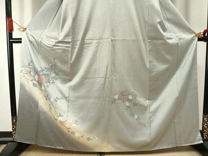 平和屋着物●訪問着　中国三大刺繍　汕頭刺繍　スワトウ刺繍　地紙花文　暈し染め　正絹　逸品　AABJ4356fy
