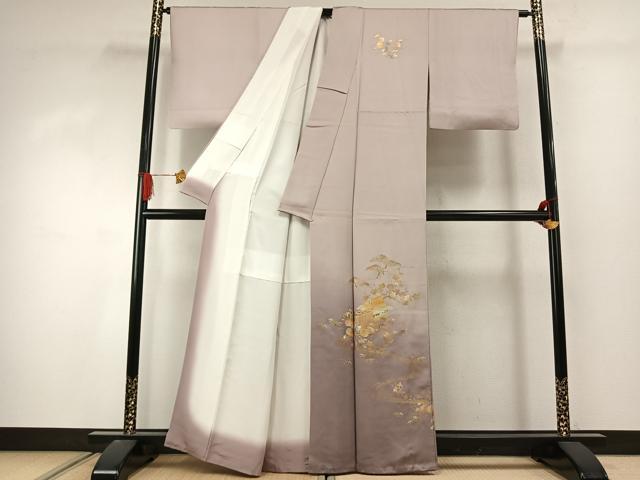 平和屋着物●金彩友禅　卓越技能者・名工・和田光正　訪問着　松竹梅　風景文　暈し染め　金銀彩　正絹　逸品　AABJ4357fy