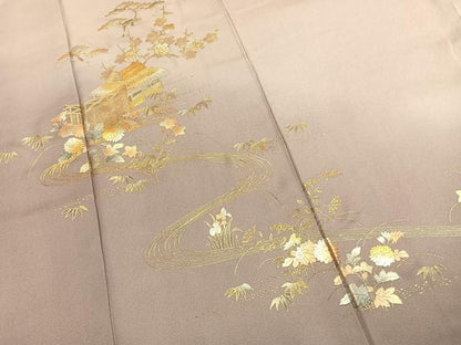 平和屋着物●金彩友禅　卓越技能者・名工・和田光正　訪問着　松竹梅　風景文　暈し染め　金銀彩　正絹　逸品　AABJ4357fy