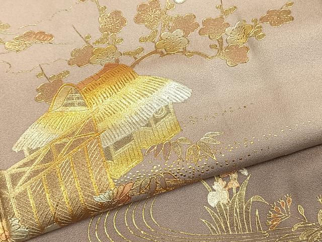 平和屋着物●金彩友禅　卓越技能者・名工・和田光正　訪問着　松竹梅　風景文　暈し染め　金銀彩　正絹　逸品　AABJ4357fy