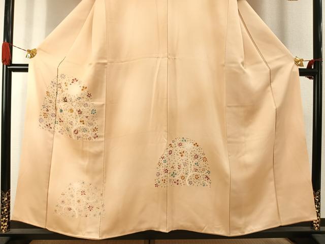 平和屋着物●訪問着　刺繍　花唐草文　暈し染め　正絹　逸品　AABJ4358fy