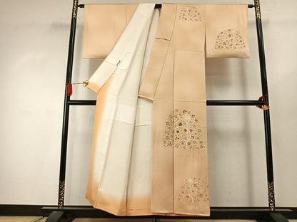 平和屋着物●訪問着　刺繍　花唐草文　暈し染め　正絹　逸品　AABJ4358fy
