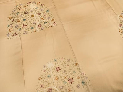 平和屋着物●訪問着　刺繍　花唐草文　暈し染め　正絹　逸品　AABJ4358fy