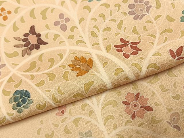 平和屋着物●訪問着　刺繍　花唐草文　暈し染め　正絹　逸品　AABJ4358fy