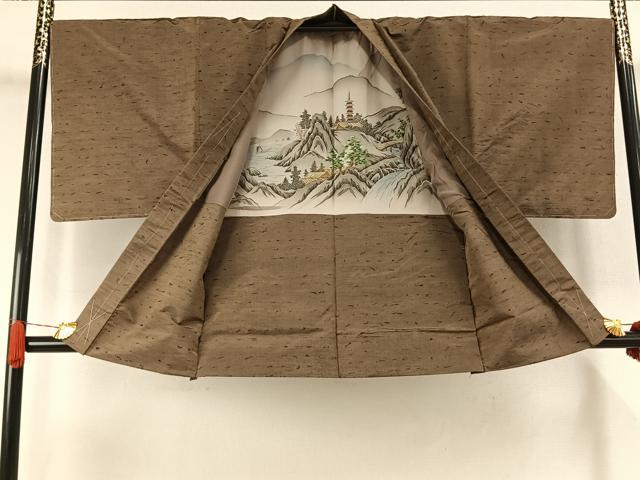 平和屋着物●男性　本場真綿絢結城紬　アンサンブル　霞文　証紙付き　正絹　逸品　未使用　AABJ4360fy
