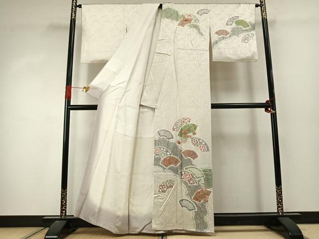 平和屋着物●訪問着　絞り　刺繍　地紙花文　金糸　金彩　正絹　逸品　AABJ4361fy