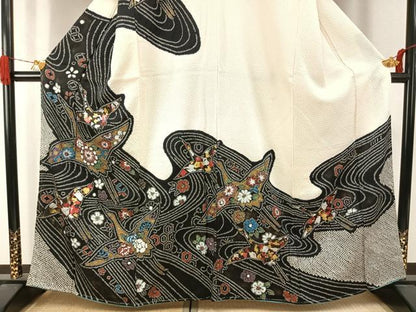平和屋着物●訪問着　総絞り　花鳥文　金銀彩　正絹　逸品　AABJ4366fy