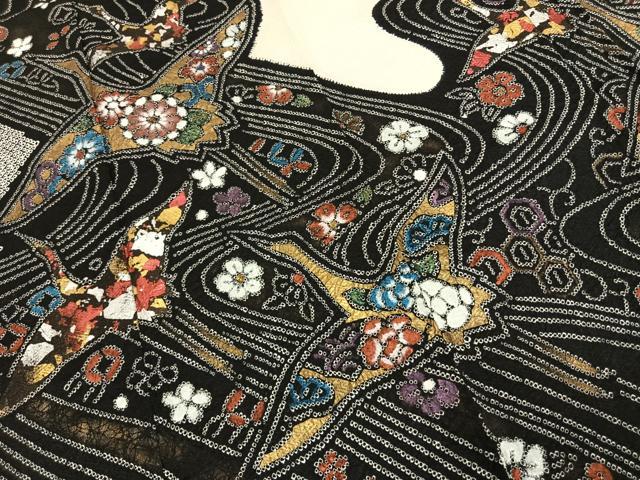 平和屋着物●訪問着　総絞り　花鳥文　金銀彩　正絹　逸品　AABJ4366fy