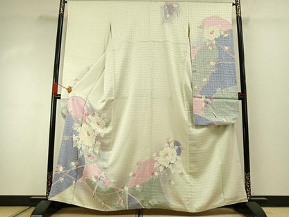 平和屋着物●豪華振袖　花鳥文　暈し染め　正絹　逸品　AABJ4369fy