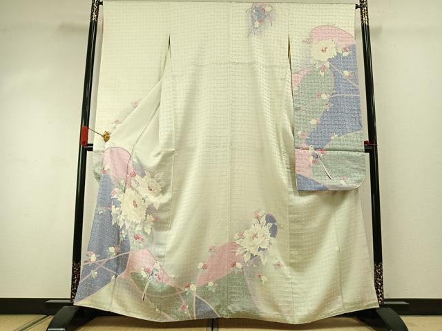 平和屋着物●豪華振袖　花鳥文　暈し染め　正絹　逸品　AABJ4369fy