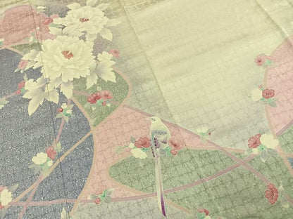 平和屋着物●豪華振袖　花鳥文　暈し染め　正絹　逸品　AABJ4369fy