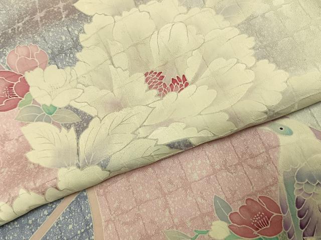 平和屋着物●豪華振袖　花鳥文　暈し染め　正絹　逸品　AABJ4369fy