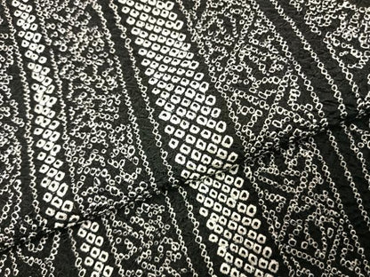平和屋着物●上質な小紋　総絞り　間道　黒地　正絹　逸品　AABJ4371fy
