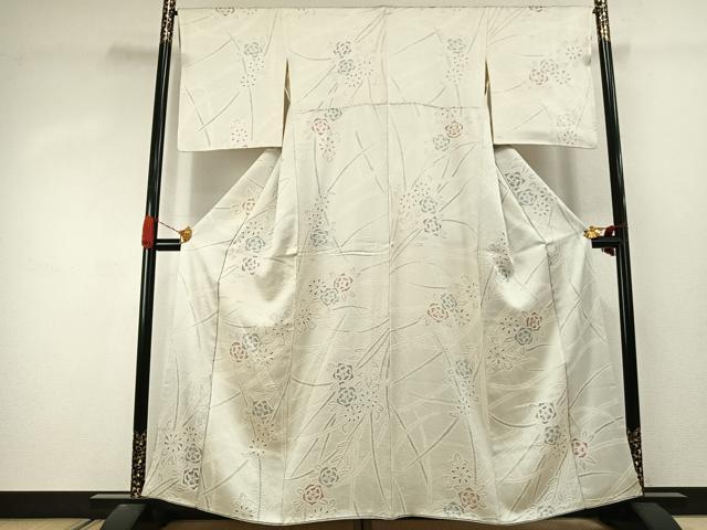 平和屋着物●上質な小紋　絞り　草花文　正絹　逸品　AABJ4372fy