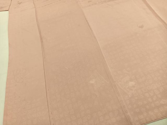 平和屋着物●上質な色無地　扇面地紋　一斤染色　正絹　逸品　AABJ4373fy