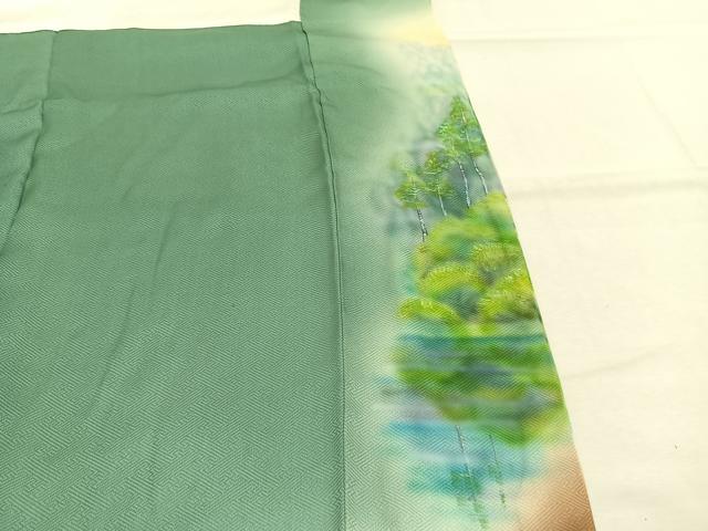 平和屋着物●訪問着　作家物　手描き　樹林文　暈し染め　正絹　逸品　未使用　AABJ4375fy