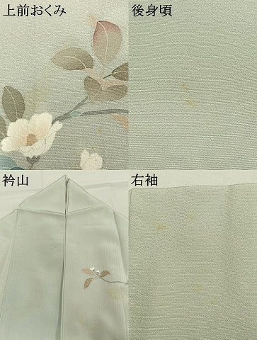 平和屋着物●訪問着　友禅　作家物　枝花文　暈し染め　正絹　逸品　AABJ4376fy