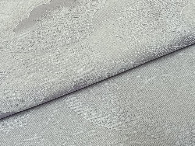 平和屋着物●上質な色無地　雲取り熨斗地紋　暁鼠色　正絹　逸品　未使用　AABJ4377fy