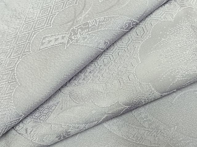平和屋着物●上質な色無地　雲取り熨斗地紋　暁鼠色　正絹　逸品　未使用　AABJ4377fy
